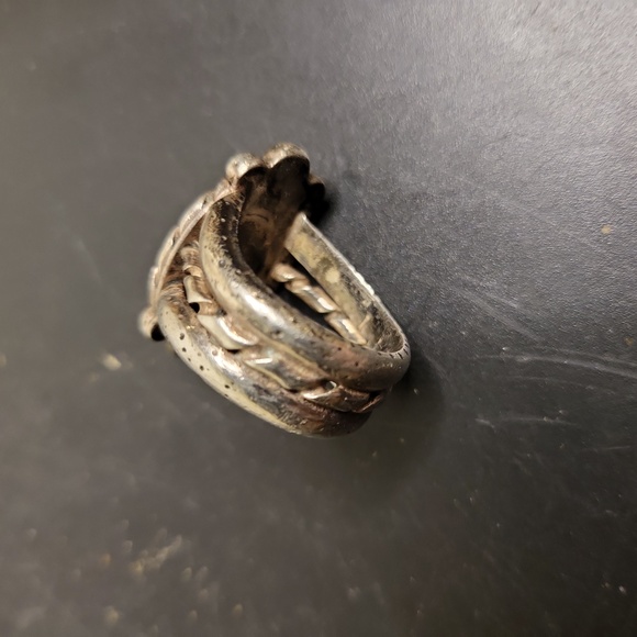 Sterling Silver Moss Agate Hand Crafted Rustic Ring signed ELF Craft Si… - Picture 5 of 13